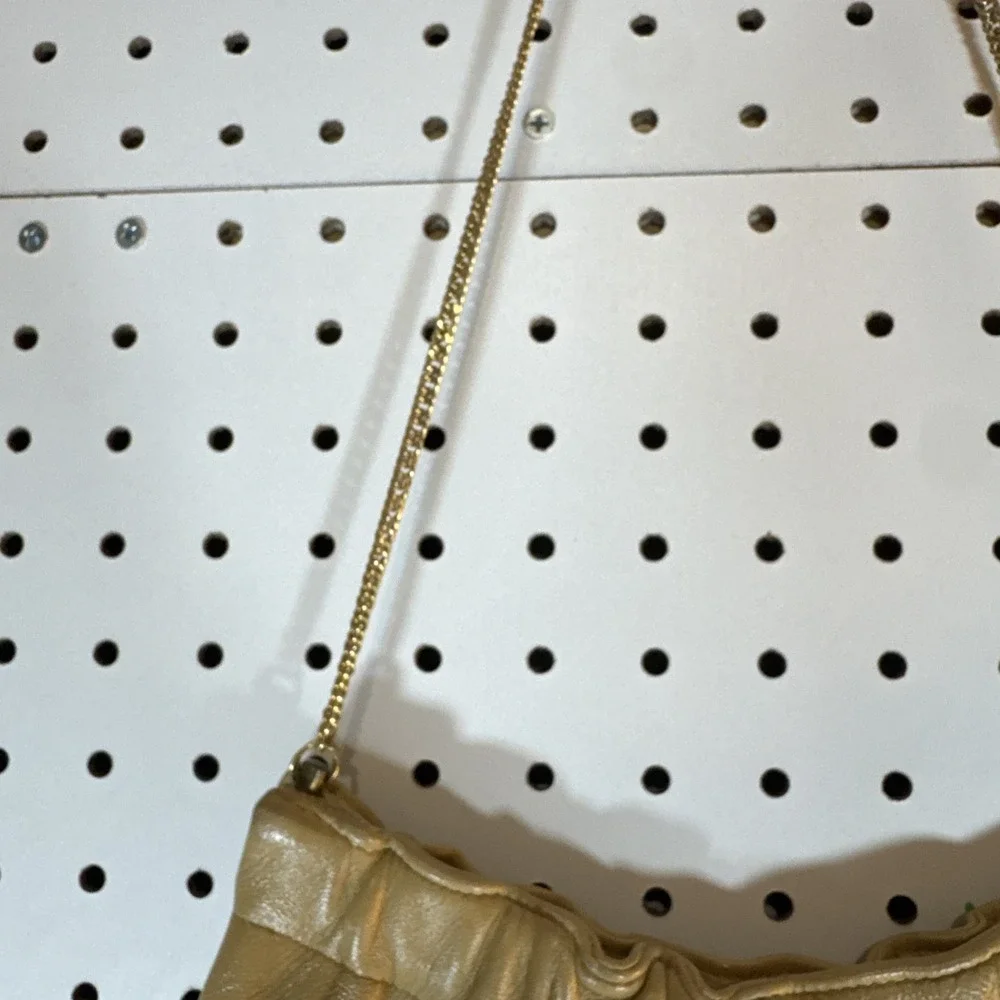 Vintage ANDE Beige Leather Chain‎ Strap Purse